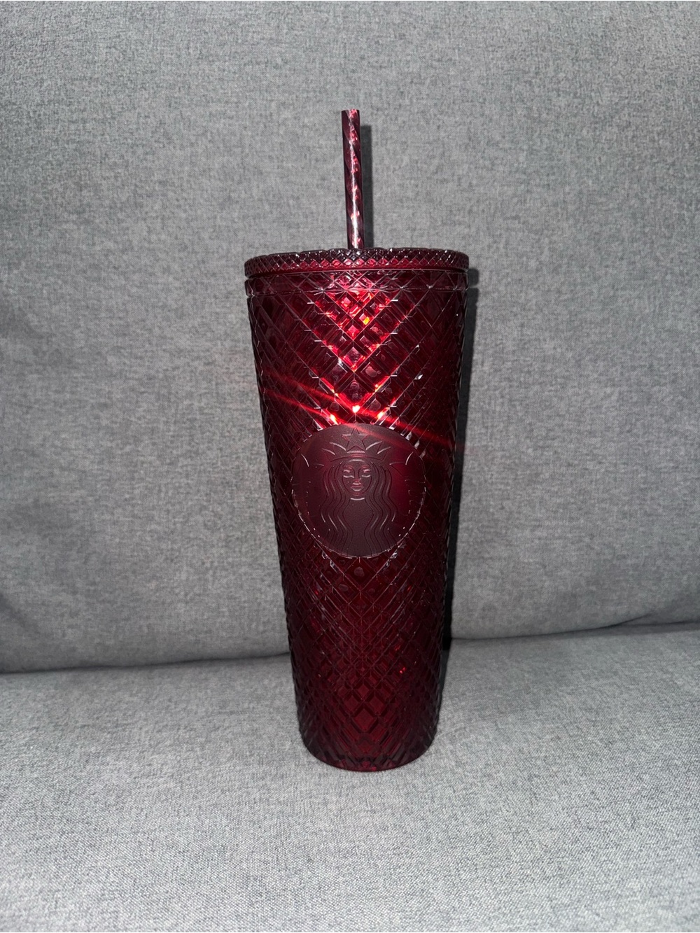 Starbucks 2022 Red Merlot Jeweled 24oz Tumbler with Straw